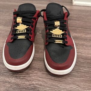 Jordan Women’s 1 Low Beetroot- Black & Burgundy with Gold Accents